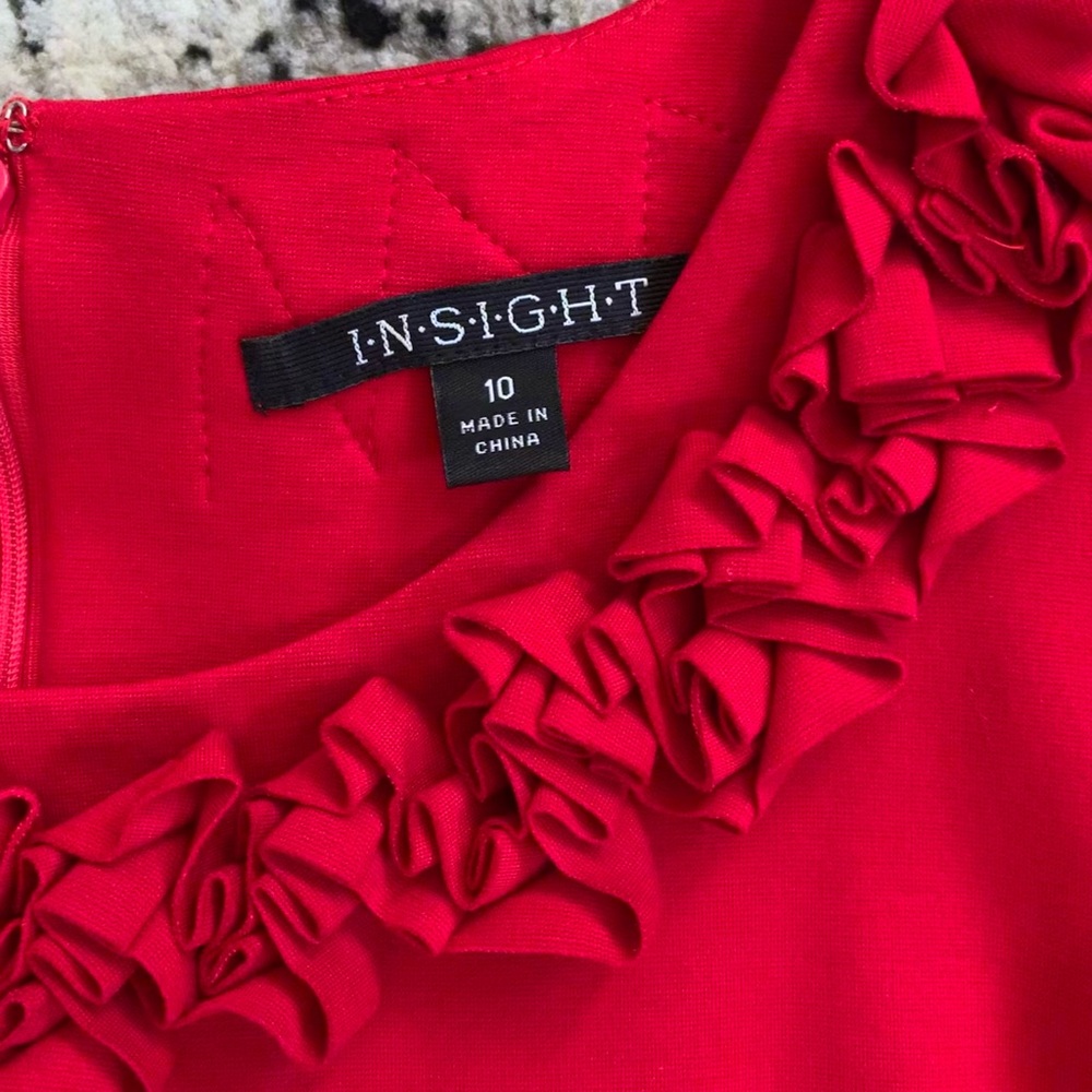 Insight red sheath dress with ruffle collar detail! - Picture 4 of 4